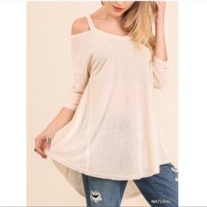 Cream Cold Shoulder Swing Top